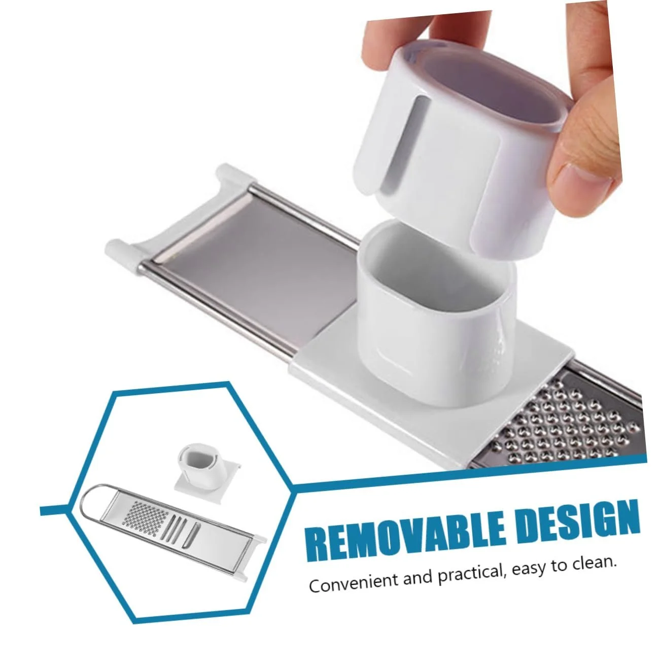 Ручна терка VALICLUD з нержавіючої сталі для овочів, сиру з захистом для рук, фото №5