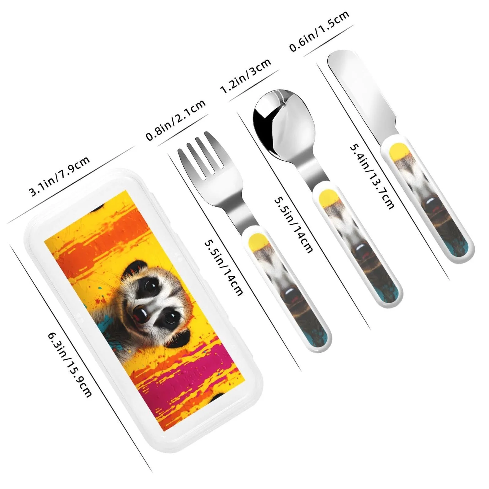 Набір дитячих столових приборів з принтом, три предмети, багаторазовий, фото №3 Набір дитячих столових приборів з принтом, три предмети, багаторазовий, фото №3