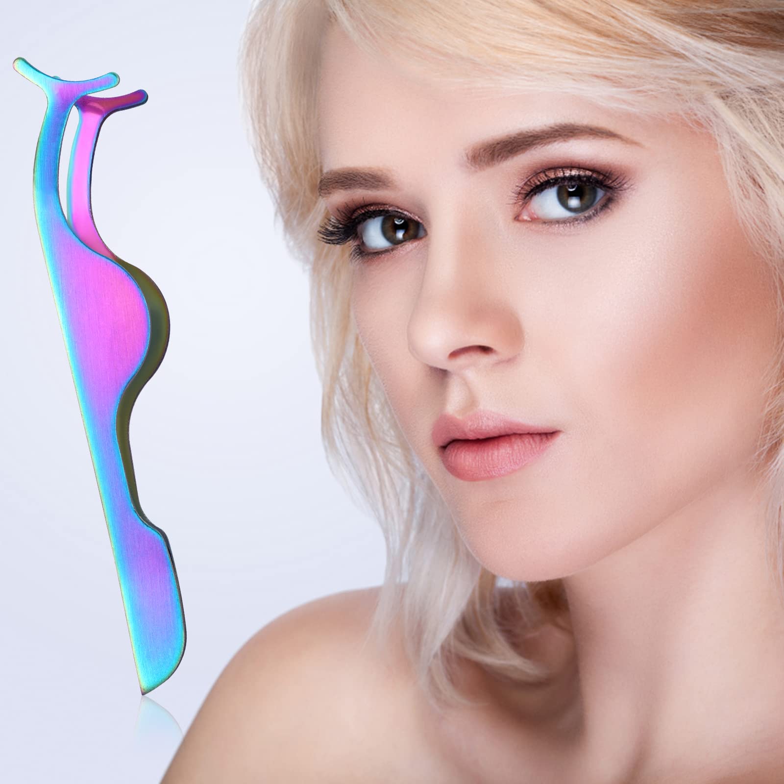 Пінцет для накладання вій Sibba Fishtail 1 шт. з нержавіючої сталі зігнутий кінчик різнокольоровий, фото №6