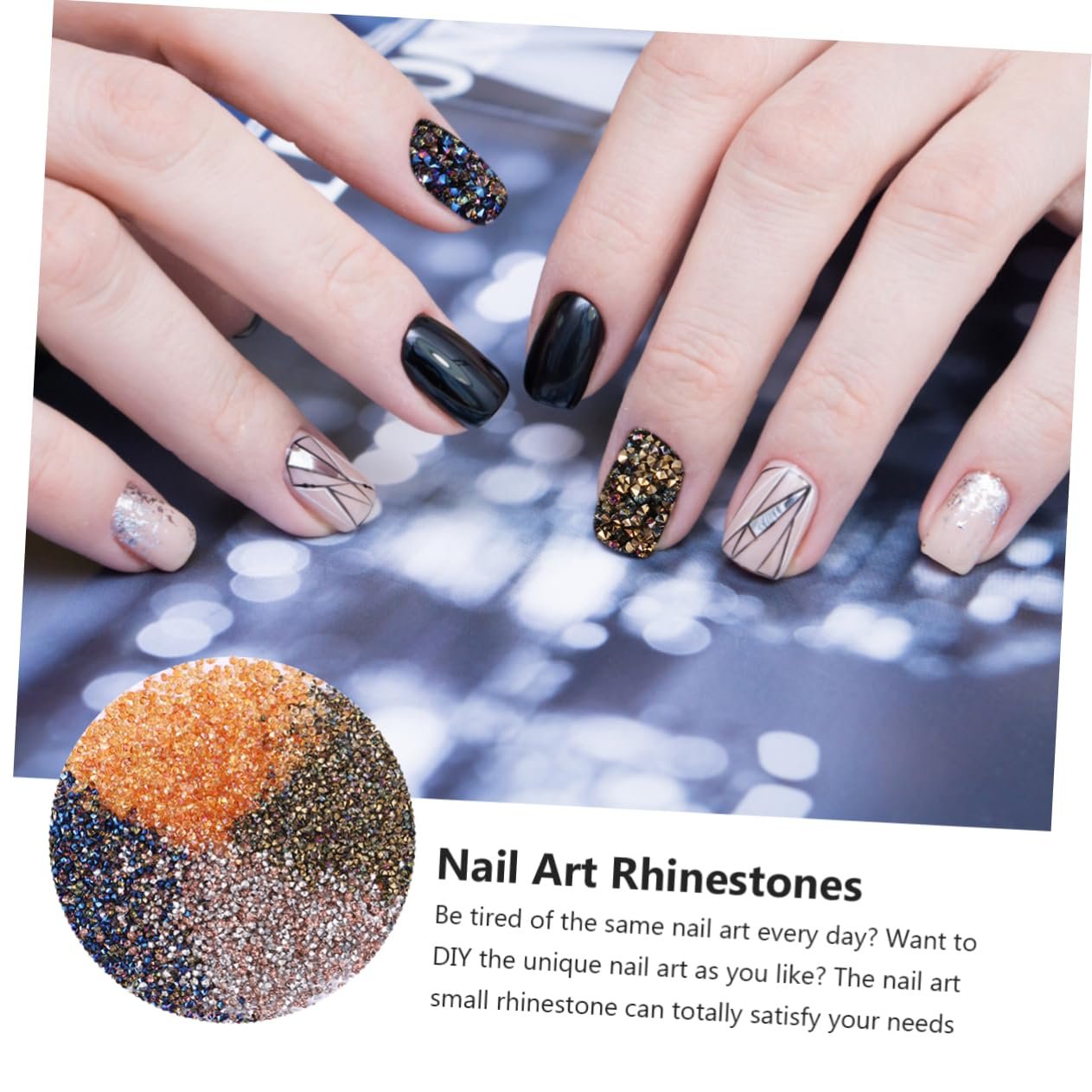 Стрази для нігтів Healeved, 4 упаковки по 5760 штскляні плоскі камені, круглі намистини, пісок кристалічний, фото №2