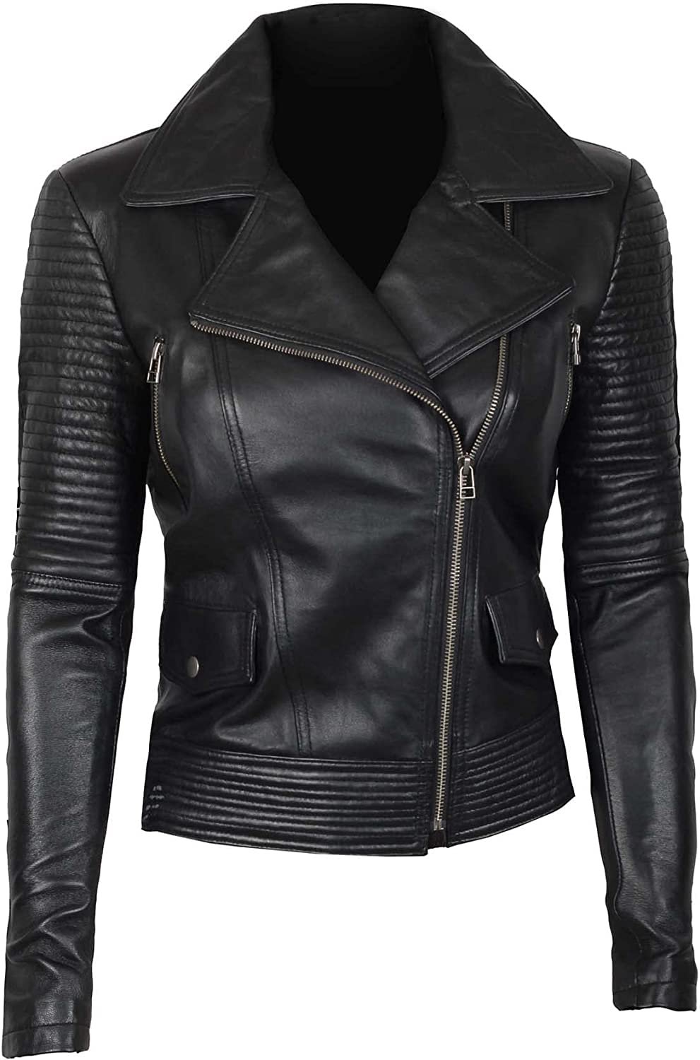 Жіноча шкіряна куртка fjackets зі стильної м'якої овечої шкіри, фото №3