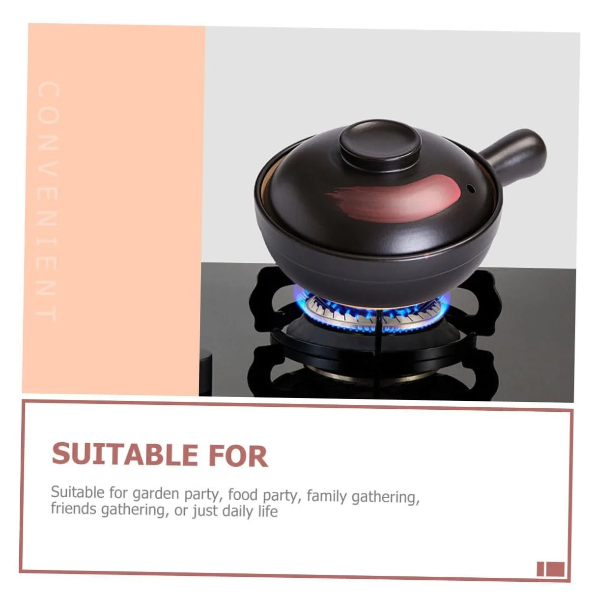 Горшок TOYANDONA Керамический с крышкой Жаростойкий Компактный Нескользящий, фото №3