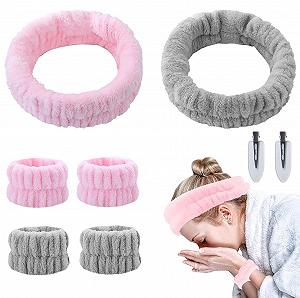 Купить Повязка на голову и напульсники Wellness, Мягкий набор для умывания с прозрачными зажимами для волос - Фото 1 Повязка на голову и напульсники Wellness, Мягкий набор для умывания с прозрачными зажимами для волос - Фото 1