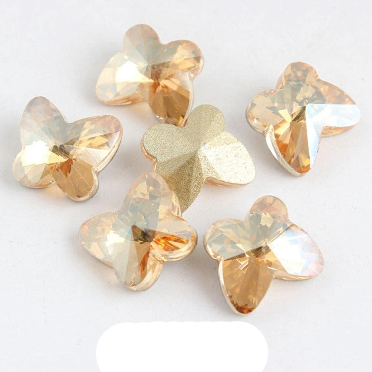 Стрази для нігтів Reize, 3D метелики, 9 x 10 мм, скло, кришталь, колір: шампань, фото №1