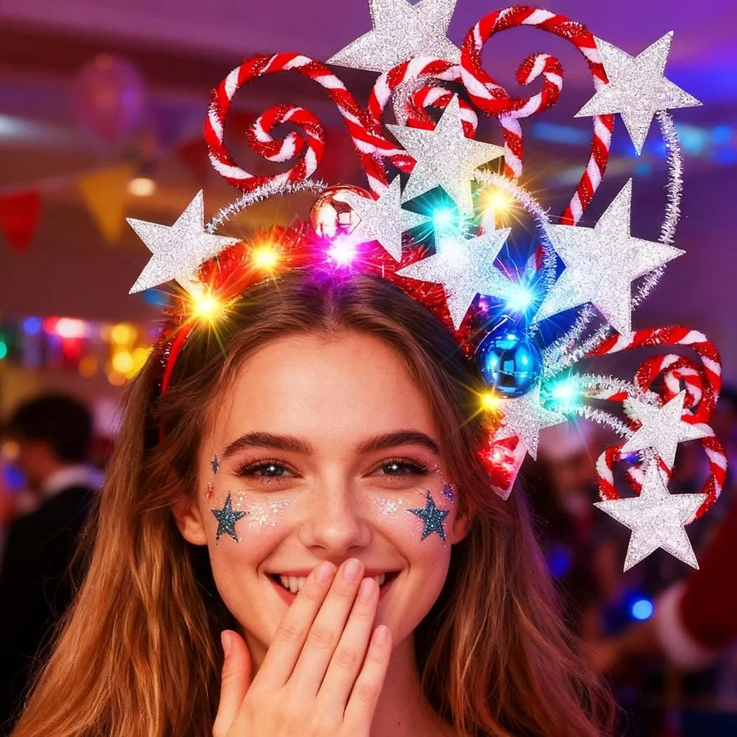 Обруч для волосся зі світними зірками Reaky LED, фото №6