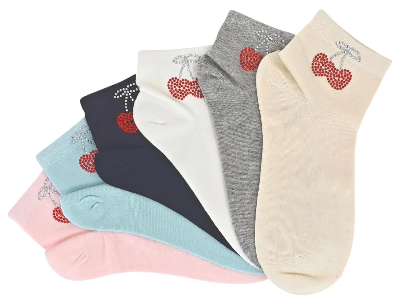 Жіночі шкарпетки styleBREAKER з аплікацією вишні з стразами, розмір EU 36-41, фото №4