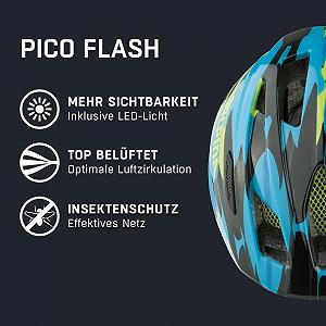 Велосипедный шлем ALPINA PICO Flash с подсветкой, легкий и ударопрочный с сеткой от насекомых для детей synthetic.ua - Фото 1