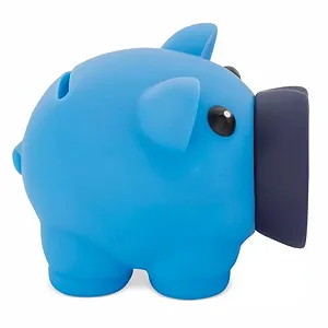 Копилка-свинья с мягким резиновым корпусом и пробкой 10x7.5x8 см Голубая synthetic.ua - Фото 1