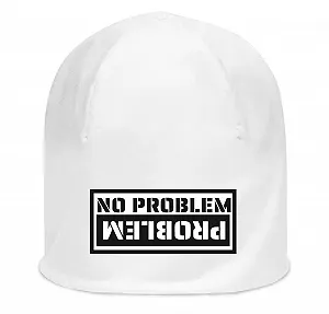 Шапка Белая ATPRINTS No Problem Or Problem Stencil Graphic Unisex Эластичная Хлопковая - Фото 1