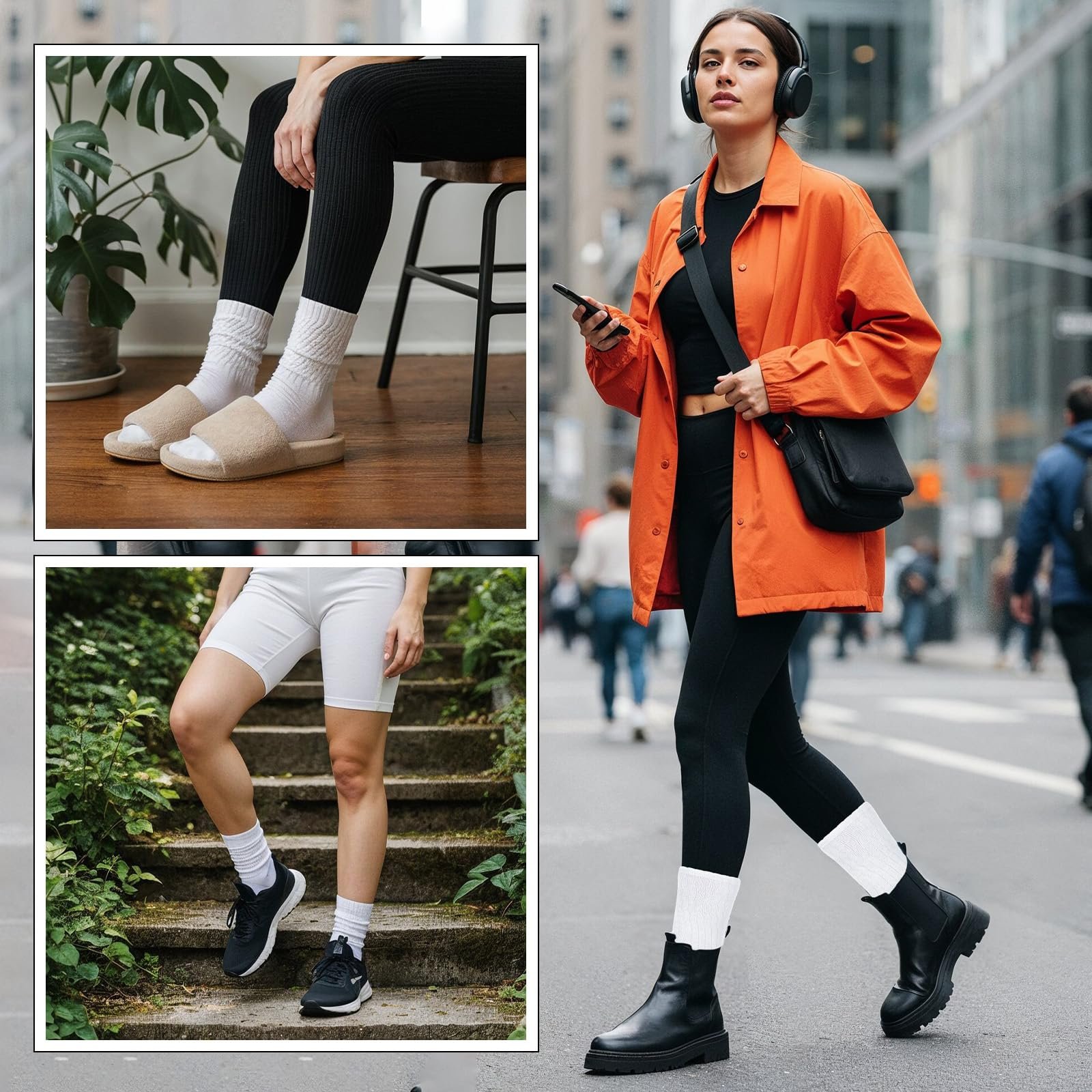 Длинные носки Ouligay Slouch 2 пары, женские, хлопковые, зимние, теплые, белые, размер 36-42, фото №5