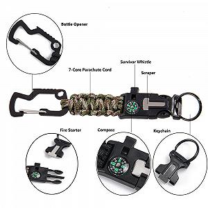 Браслет Paracord 7 Core для виживання на природі, аварійний спортивний комплект із застібкою, відкривачкою для пляшок, кресалом, компасом та скребком для альпінізму, велоспорту, кемпінгу та пішого туризму synthetic.ua - Фото 1