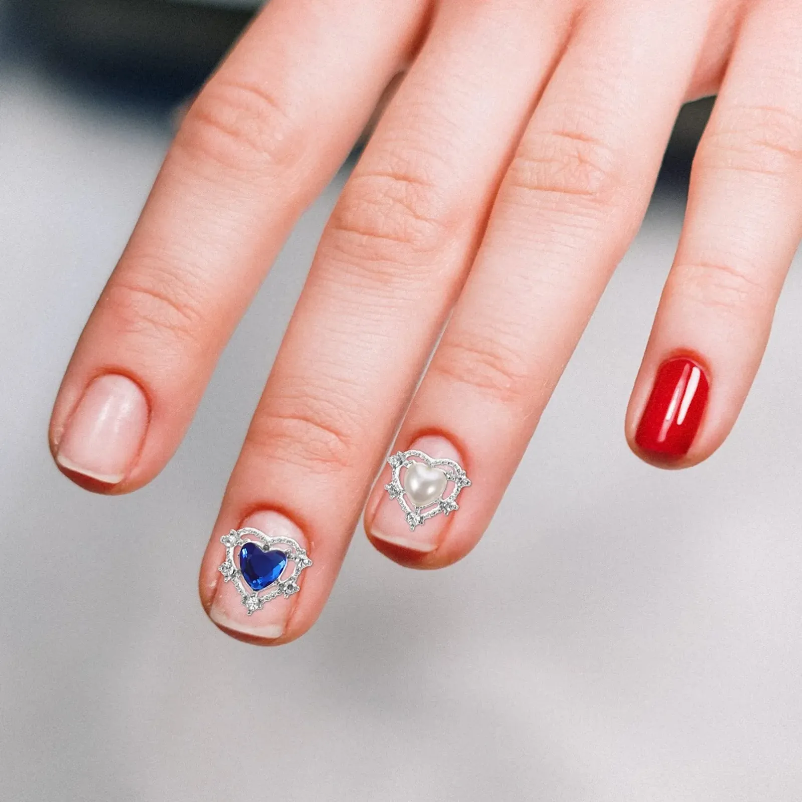 Прикраса для нігтів Серце FRCOLOR 30шт Стрази, різнокольорові блискітки, фото №5