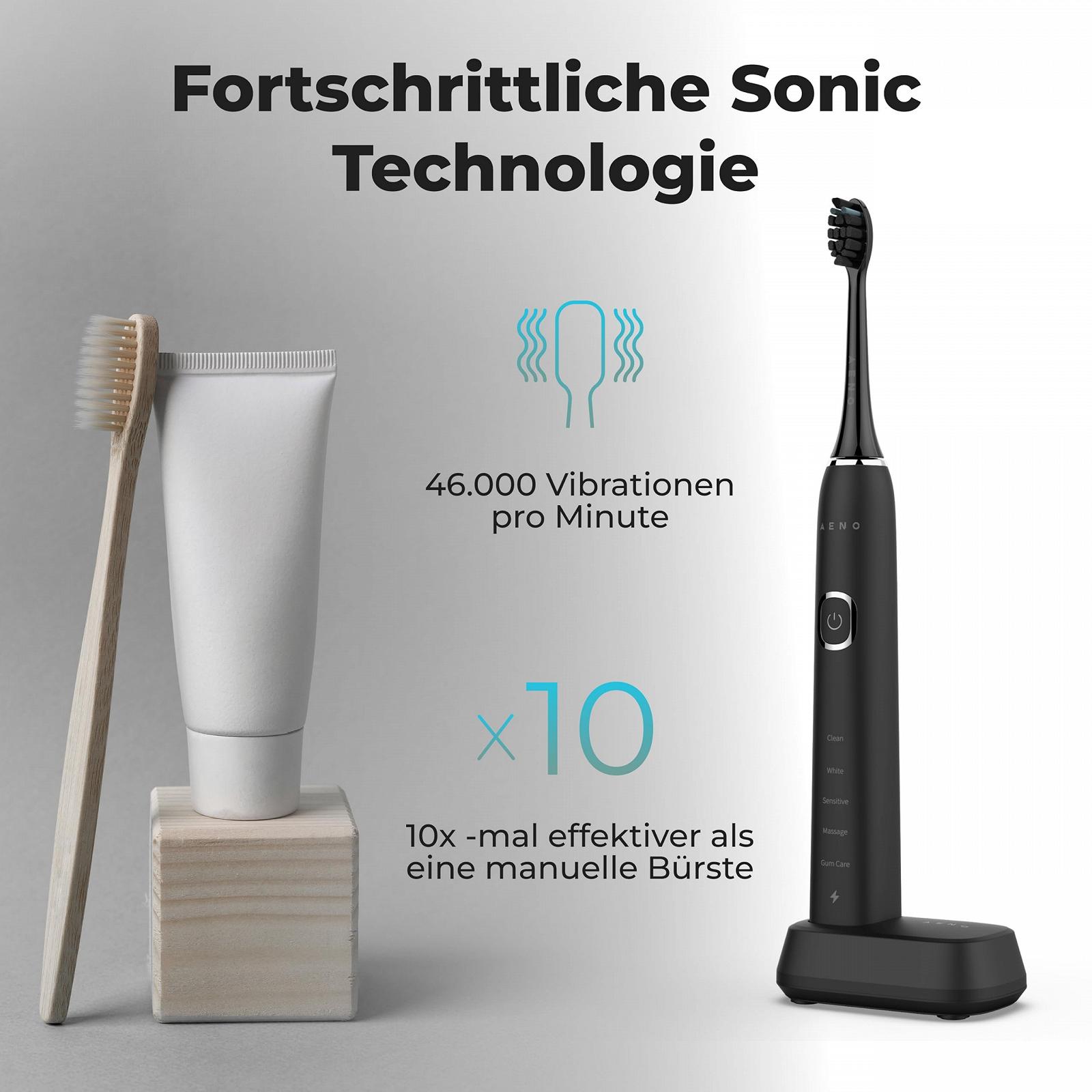 Електрична звукова зубна щітка AENO DB6 5 режимів 46000 вібрацій/хв Black, фото №2