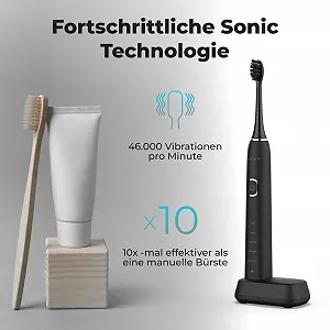 Електрична звукова зубна щітка AENO DB6 5 режимів 46000 вібрацій/хв Black synthetic.ua - Фото 1