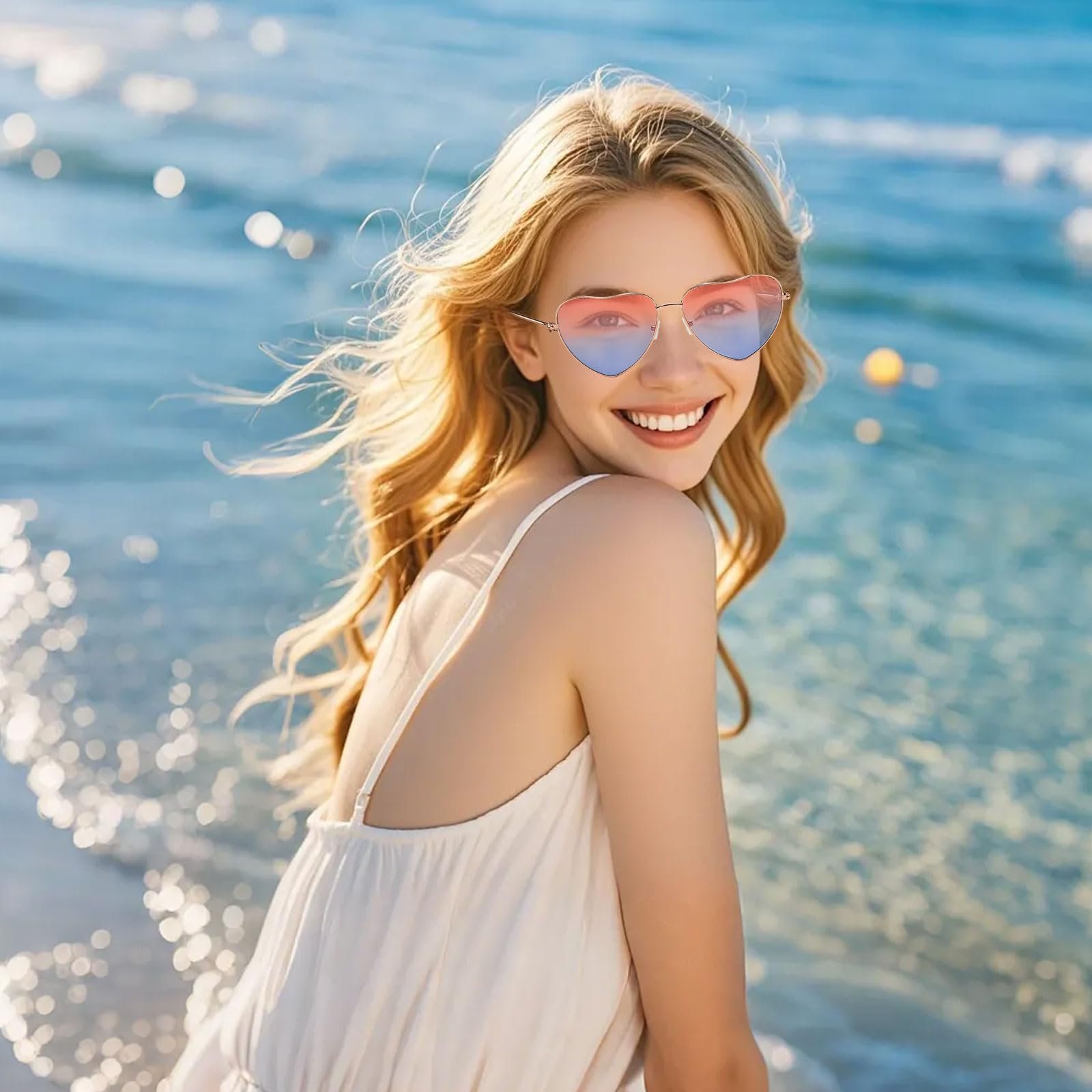 Сонцезахисні окуляри Жіночі у формі серця Ретро Жовтий, фото №5