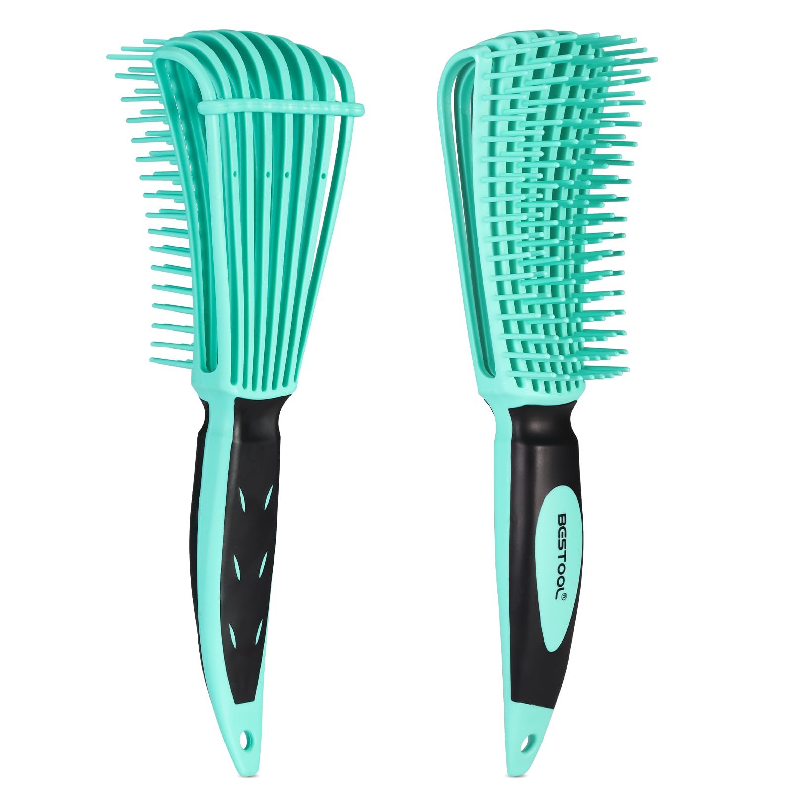 Расческа BESTOOL Pro Detangling для натуральных волос для афро волос от 3a до 4c Kinky, вьющихся, волнистых волос, легкое распутывание с влажными/сухими волосами, улучшение текстуры волос Зеленая, фото №1