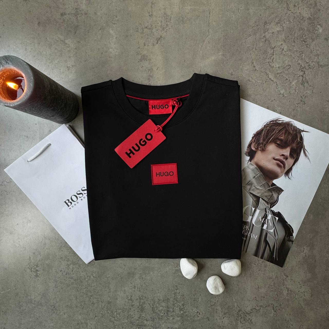 Футболка мужская черная Hugo Boss брендовая базовая, фото №3 Футболка мужская черная Hugo Boss брендовая базовая, фото №3