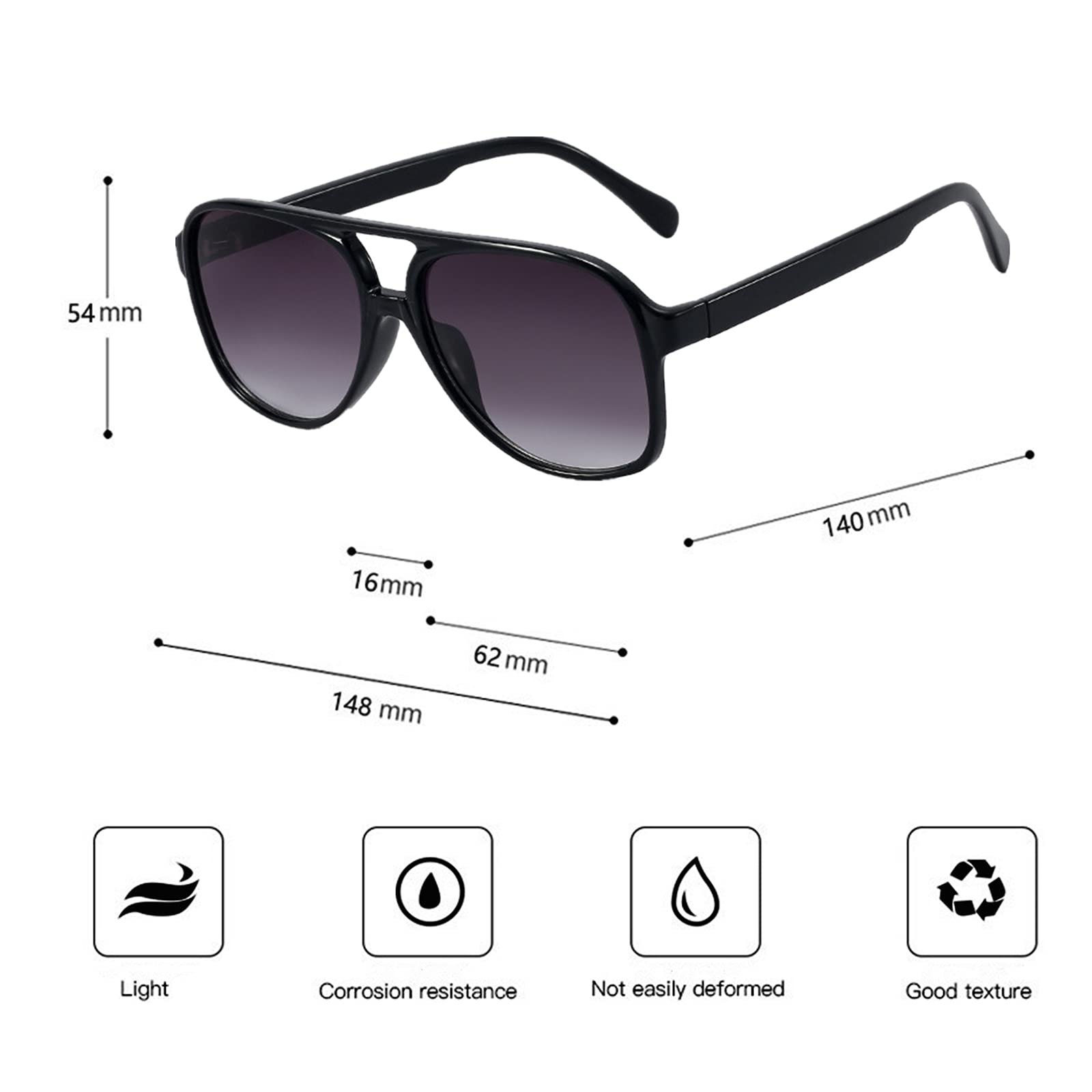 Ретро сонцезахисні окуляри ESALIA Жовті градієнтні вінтажні тоновані для чоловіків і жінок, фото №4