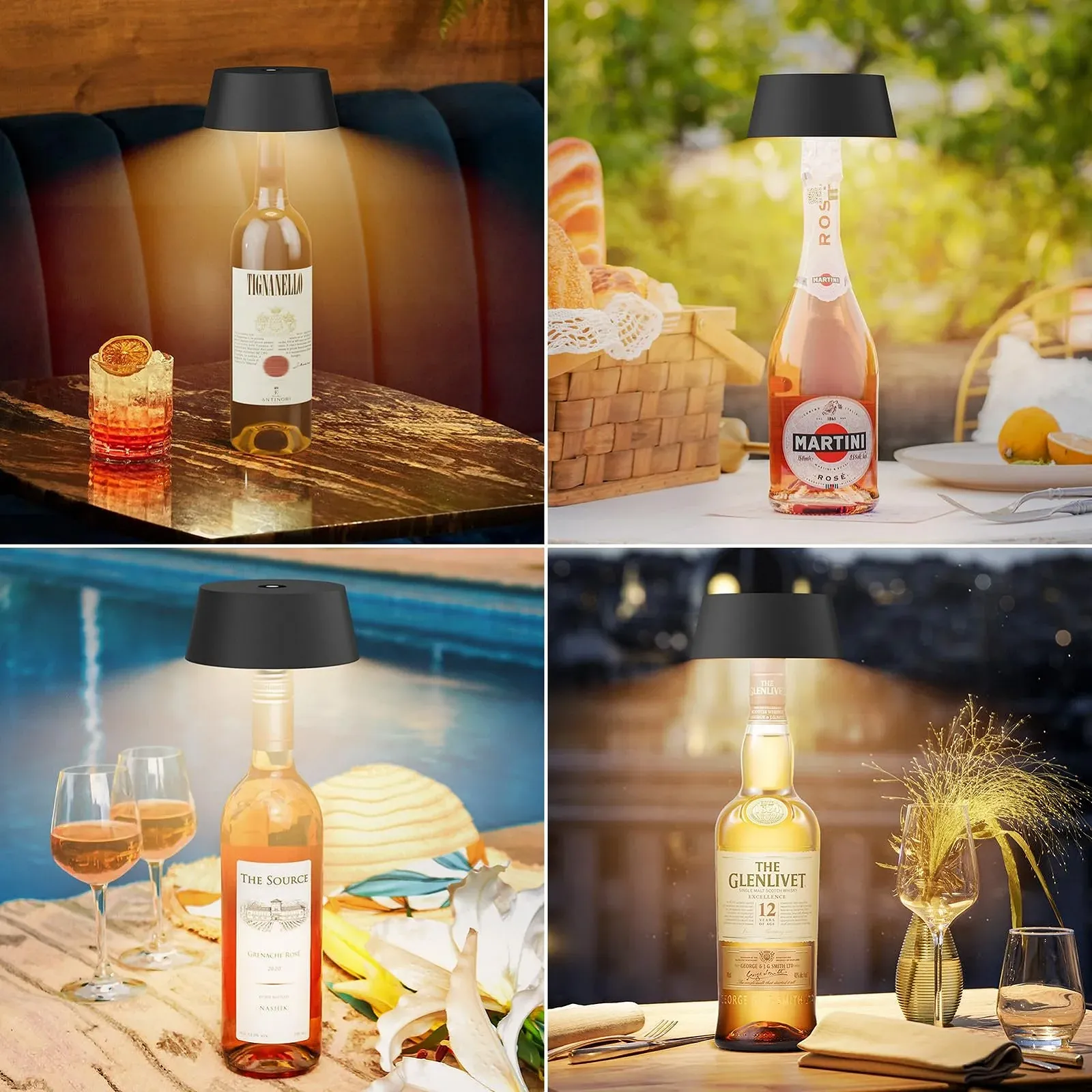 Настільна лампа Klighten (2 шт.) LED акумуляторна для пляшок димована IP54 3000 K 3 Вт, фото №7