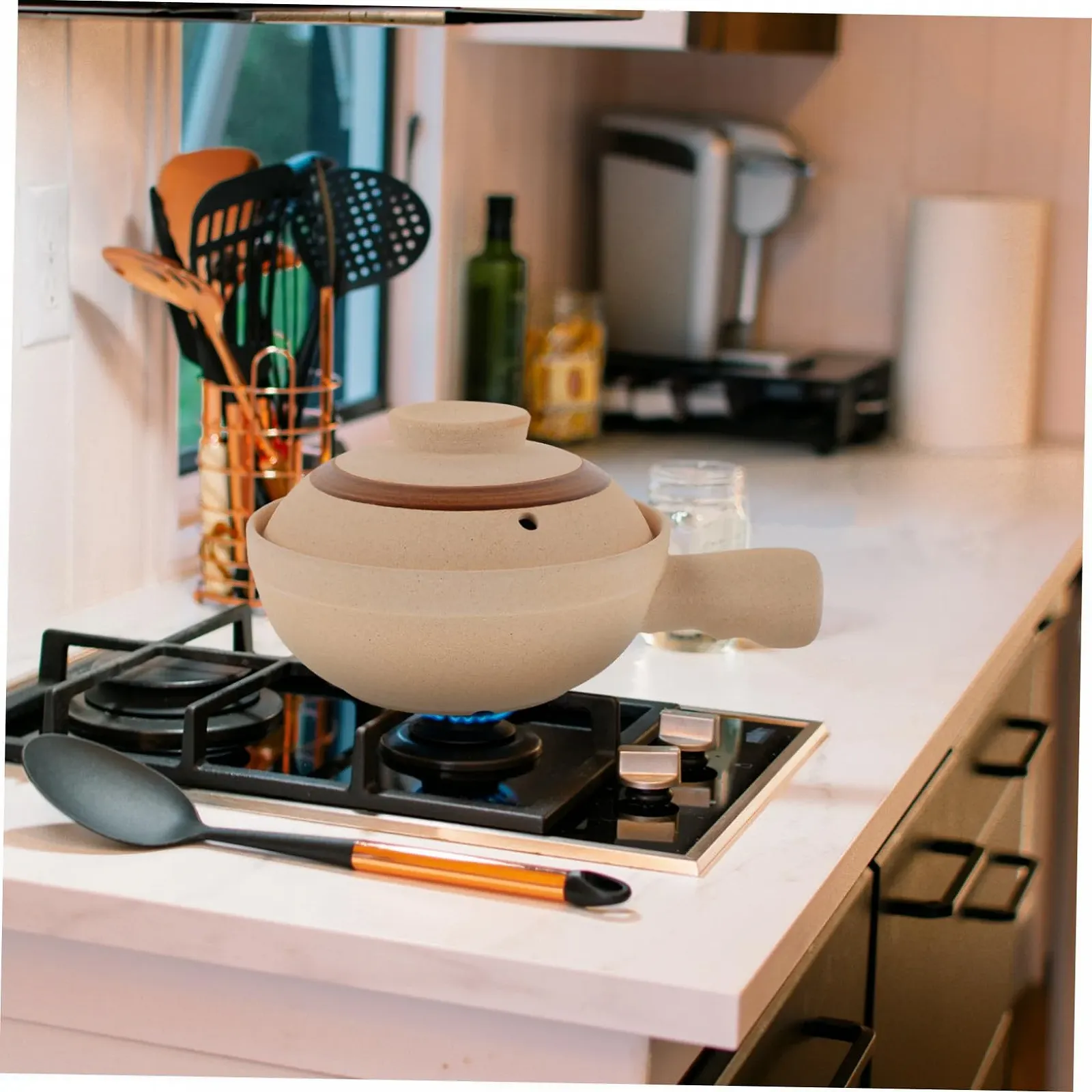 Форма Ківш для запікання керамічний з кришкою та однією ручкою Термостійкий, фото №5