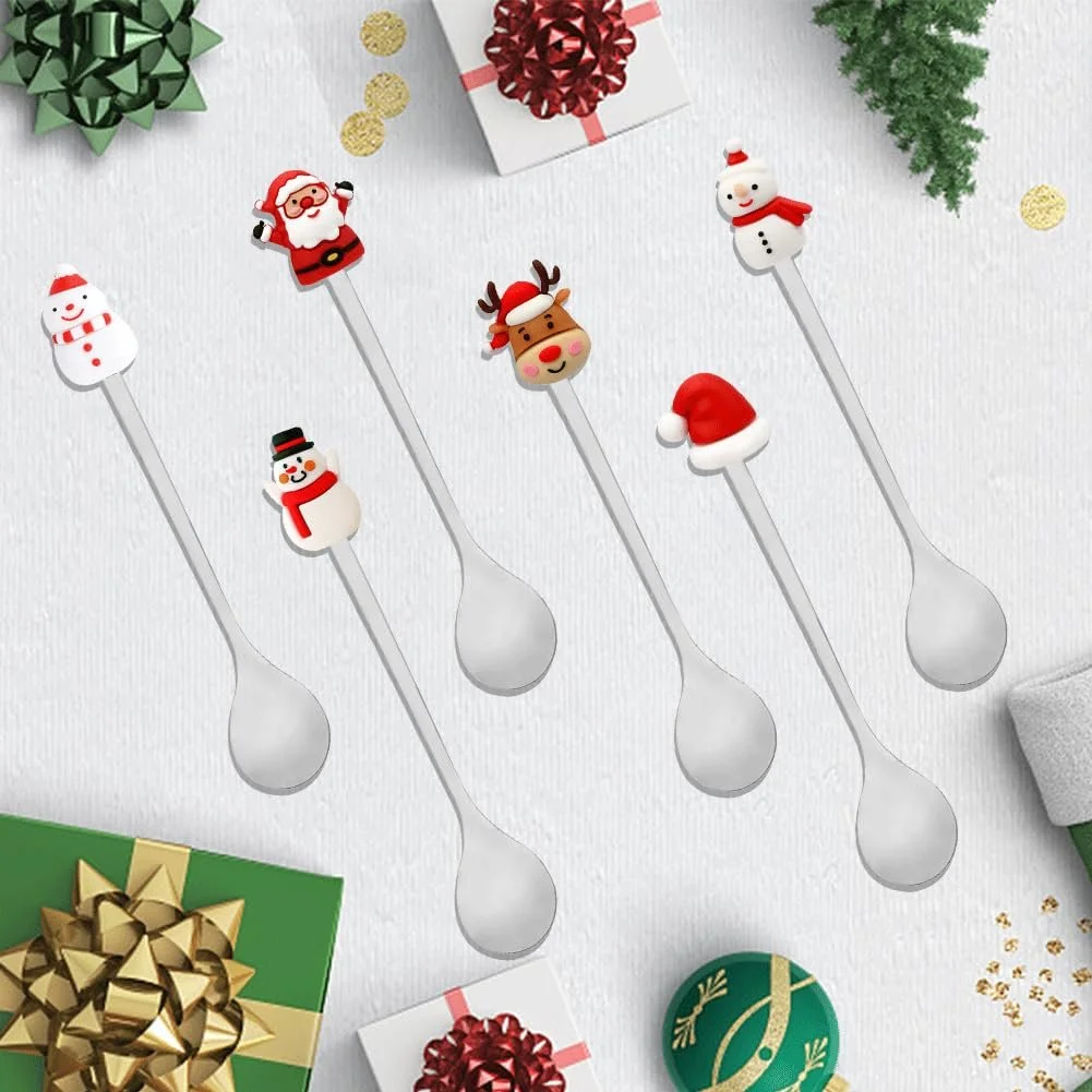 Набір з 6 різдвяних ложок, нержавіюча сталь, різдвяні, фото №4