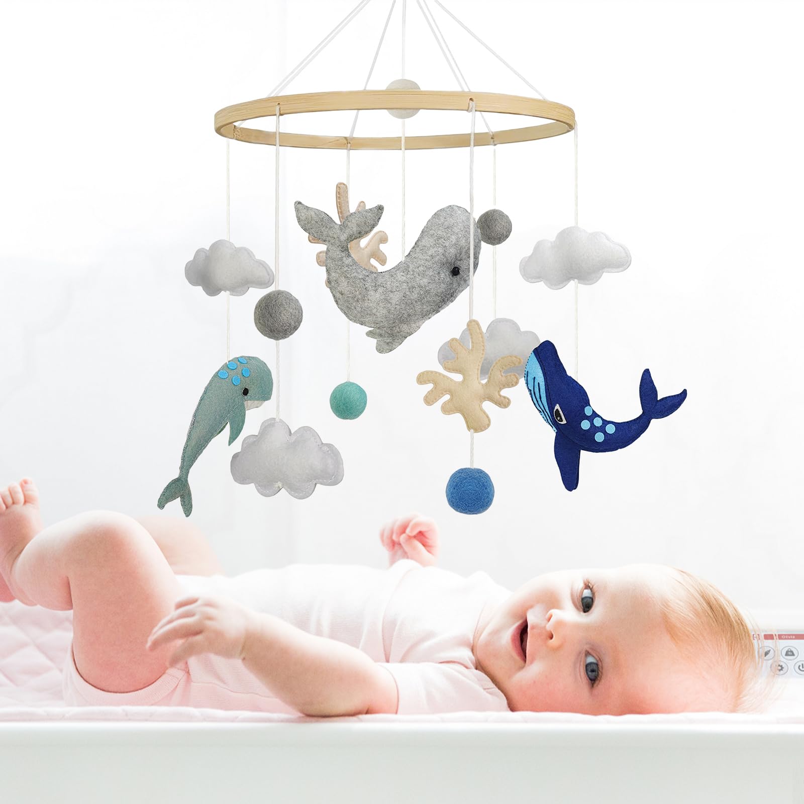 Мобіль TROYSINC Фетрові Кити Корали Мобіль Дитячий Дерев'яні Морські Елементи Вішається Дзвіночок Вітряний Мобіль Ліжечко Дитячий Для Дівчаток Подарунок для Новонародженого (A), фото №6 Мобіль TROYSINC Фетрові Кити Корали Мобіль Дитячий Дерев'яні Морські Елементи Вішається Дзвіночок Вітряний Мобіль Ліжечко Дитячий Для Дівчаток Подарунок для Новонародженого (A), фото №6