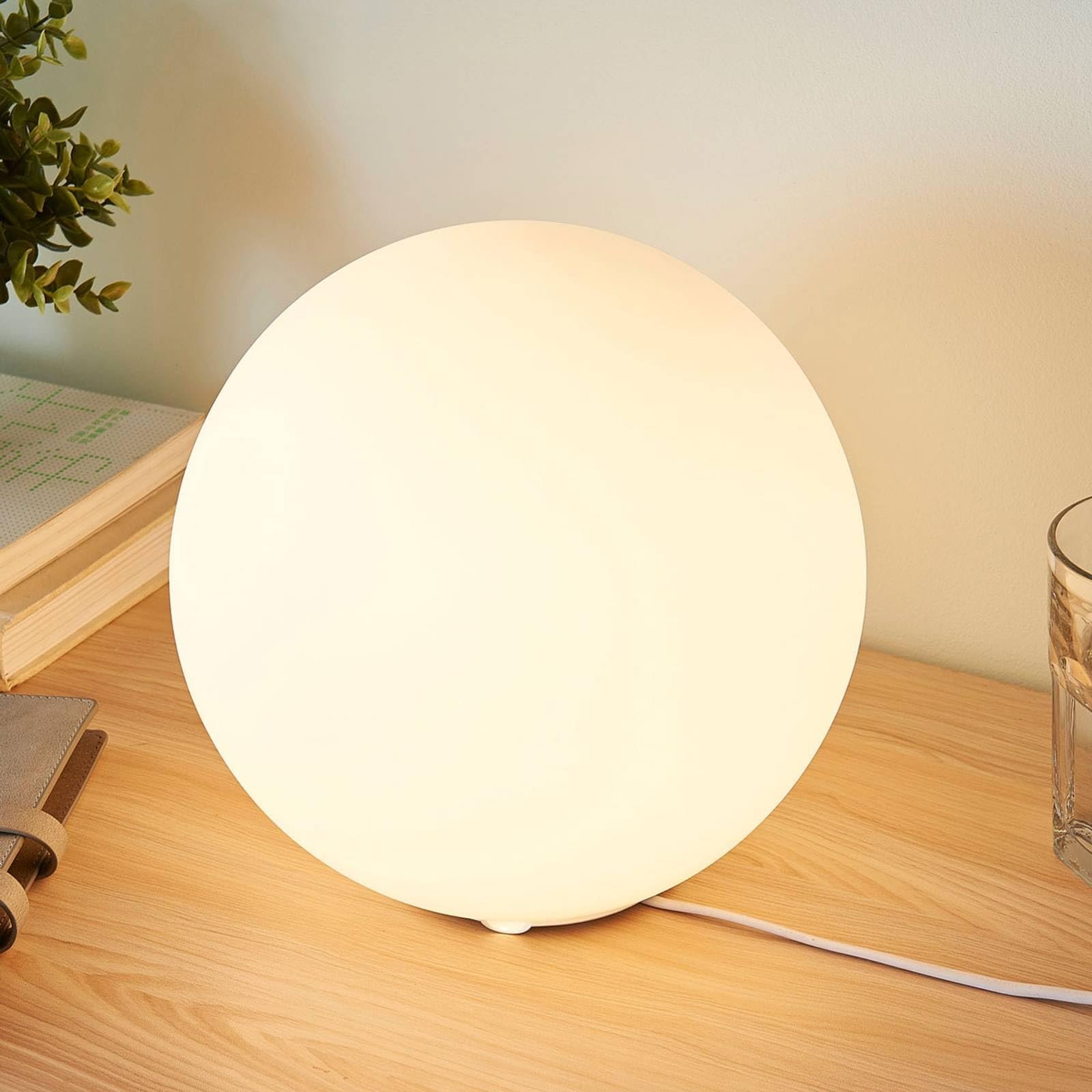 Настільна лампа Lindby Ball Glass 25 cm White, фото №5