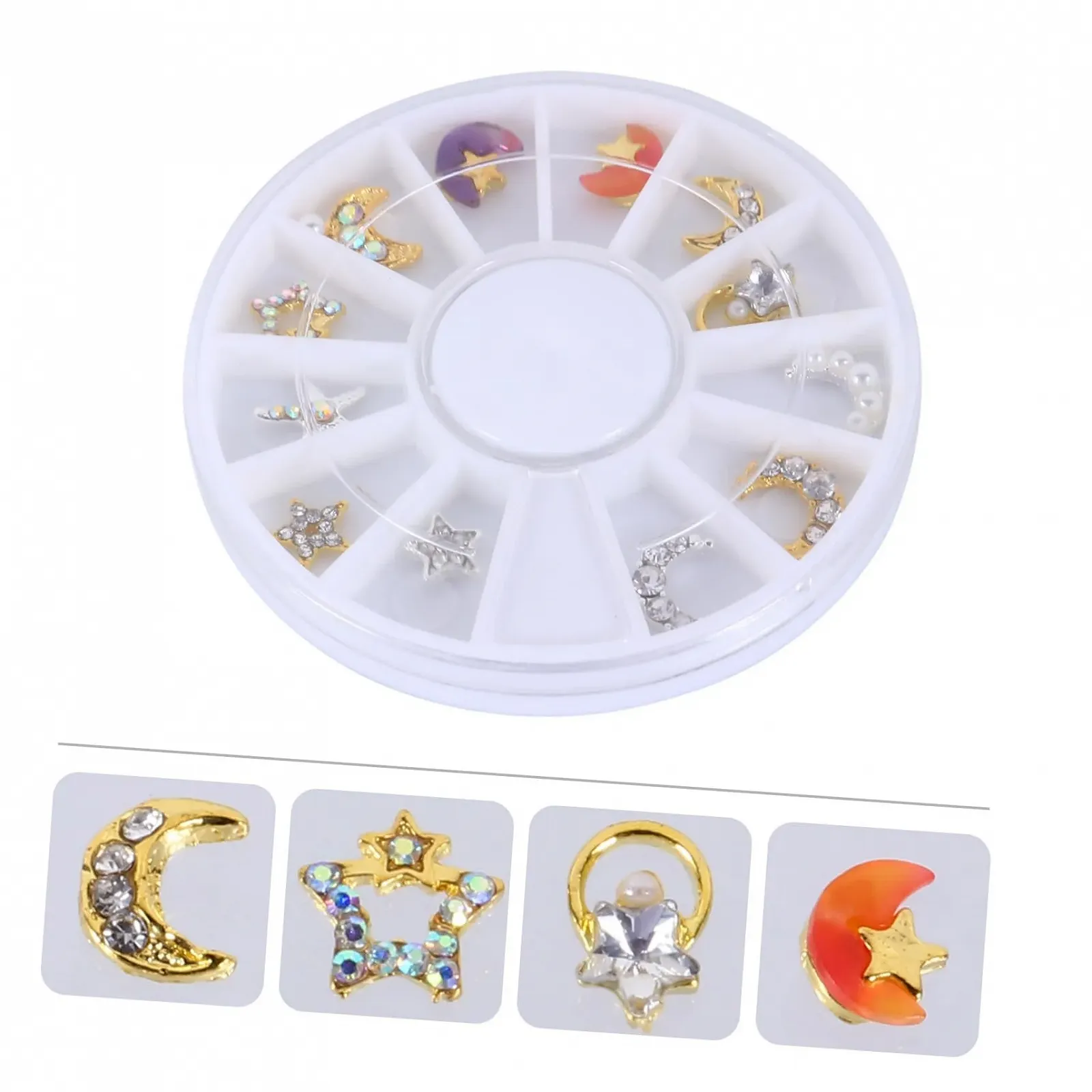 Стрази для нігтів minkissy, 24 штуки, діаманти, перлини, зірки, фото №5