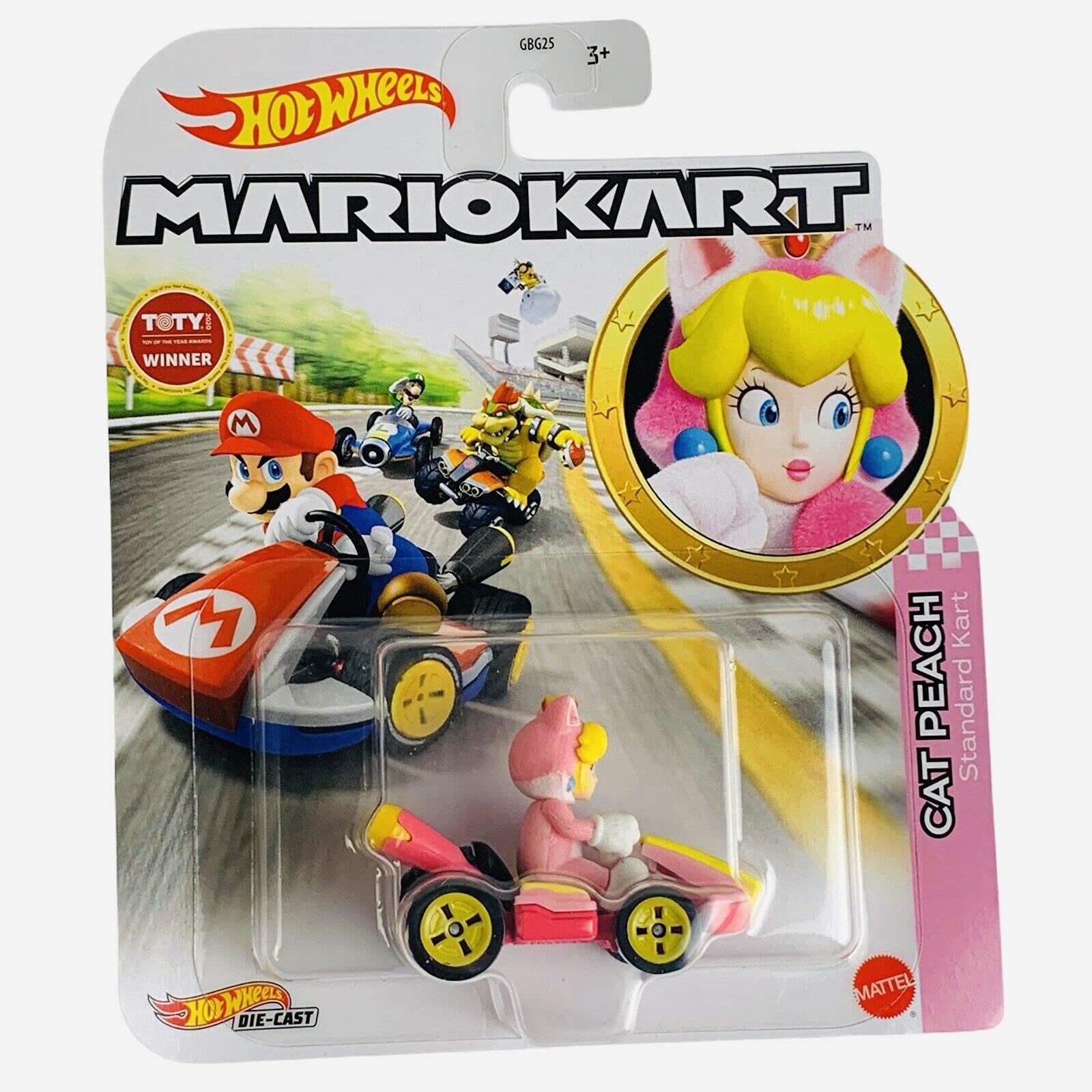 Автомобиль Hot Wheels Mario Kart Cat Peach Standard Kart Новинка 2021 Новый, фото №1