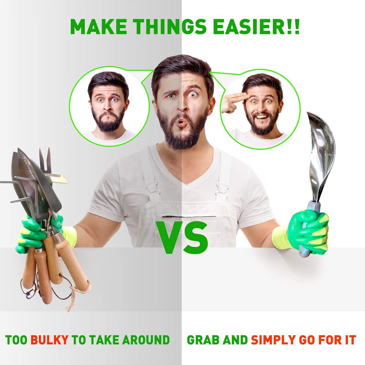 Лопата совковая Jardineer Excavator Зелений / Синій, фото №4