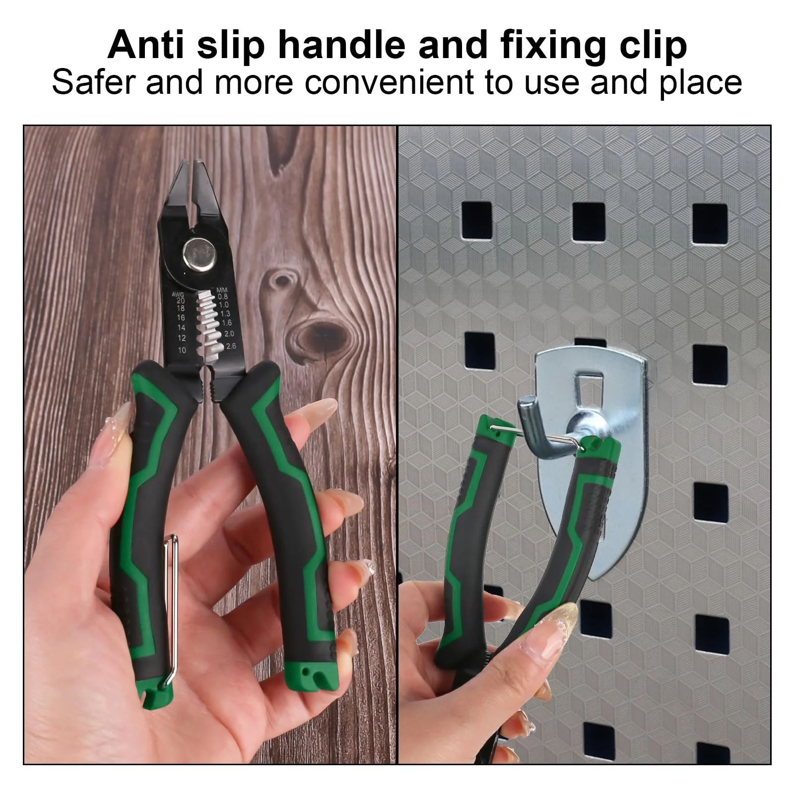 Бокорезы и стриппер 3-в-1 20-10 AWG с скрытой пружиной зеленые, фото №7