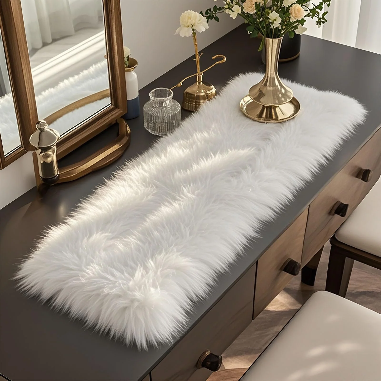 Дорожка на стіл Faux Fur Christmas 30 x 180 см Біла, фото №5