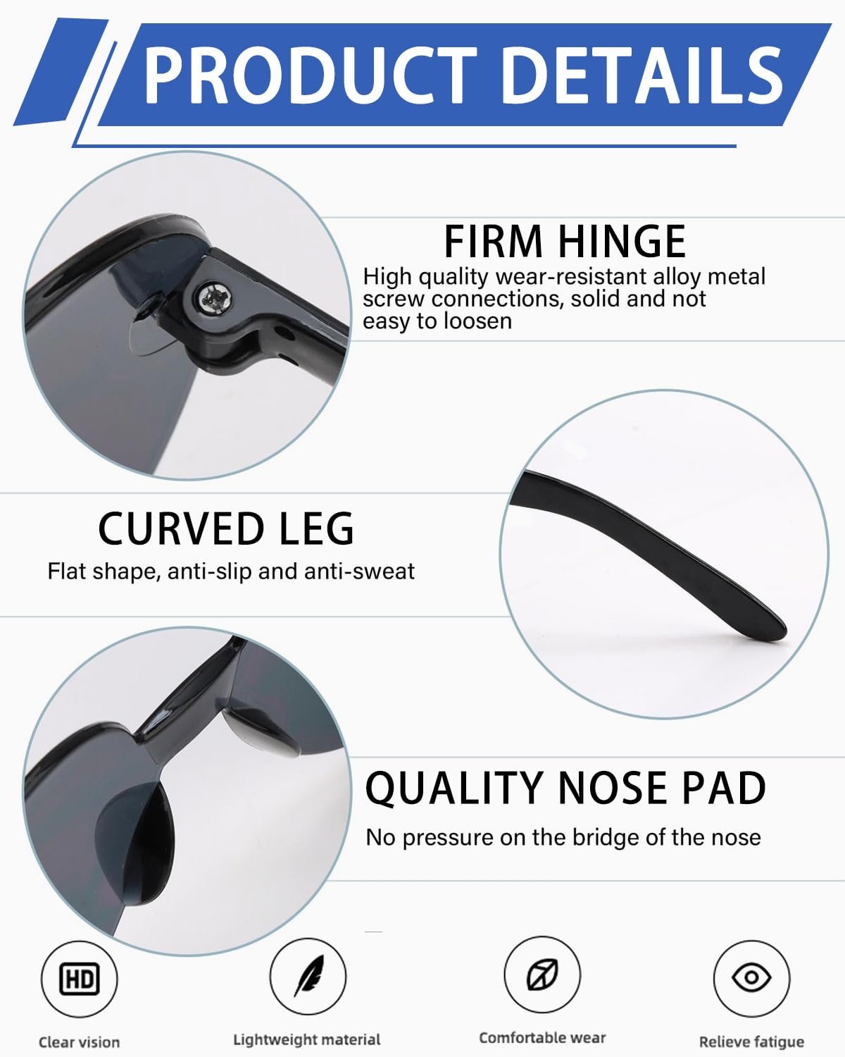 Сонцезахисні окуляри TPZORJX Форма серця, 2 шт, Чорний, фото №3