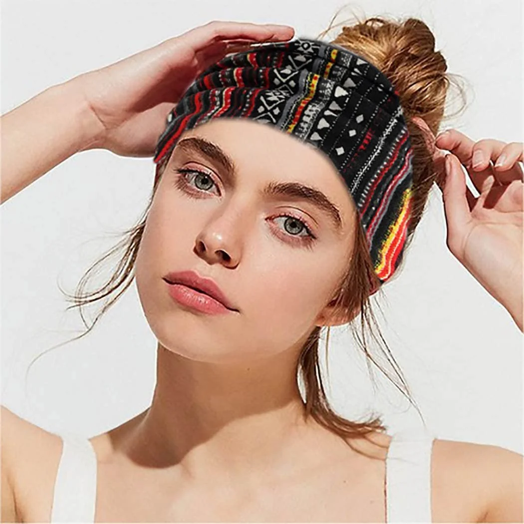 Пов'язка на голову широка Zoestar Boho в смужку для йоги, фото №6