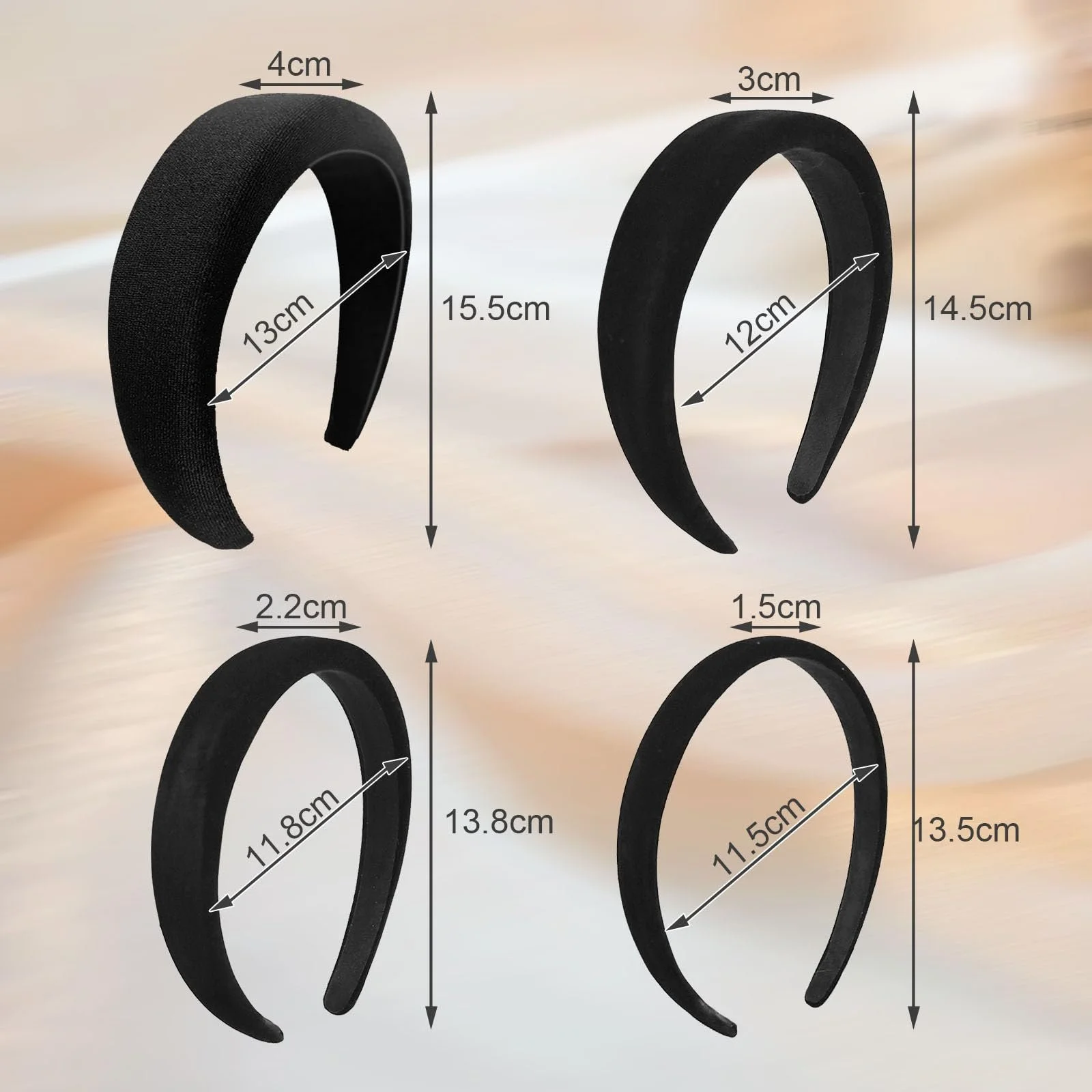 Обруч ZOCONE Оксамитовий Набір 4шт Різної ширини Чорний, фото №2 Обруч ZOCONE Оксамитовий Набір 4шт Різної ширини Чорний, фото №2