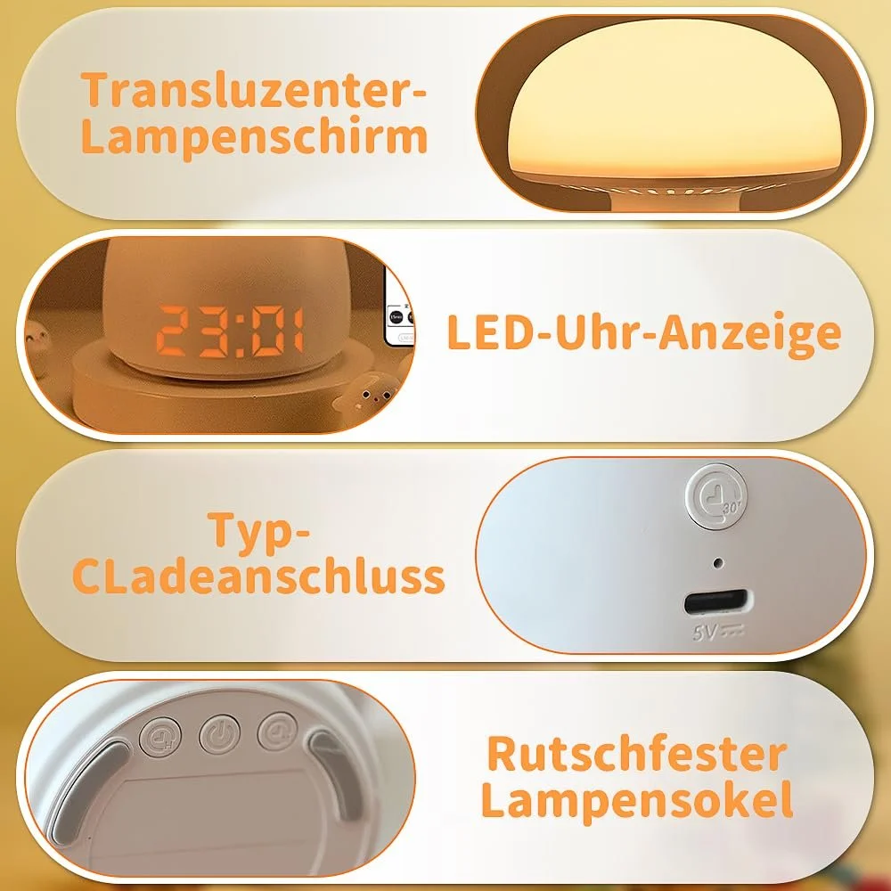 Настільна лампа LED Бездротова з годинником та таймером димована, фото №5