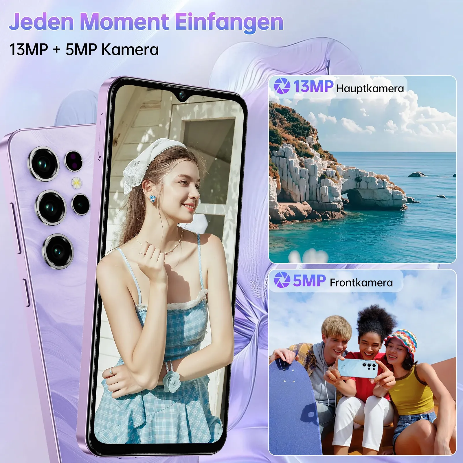 Мобільний телефон OUKITEL C2 16GB + 128GB / 1TB, Android 14, 6.52 дюйми, 5000 mAh, 13MP + 5MP, Dual SIM 4G, Face ID, фото №6