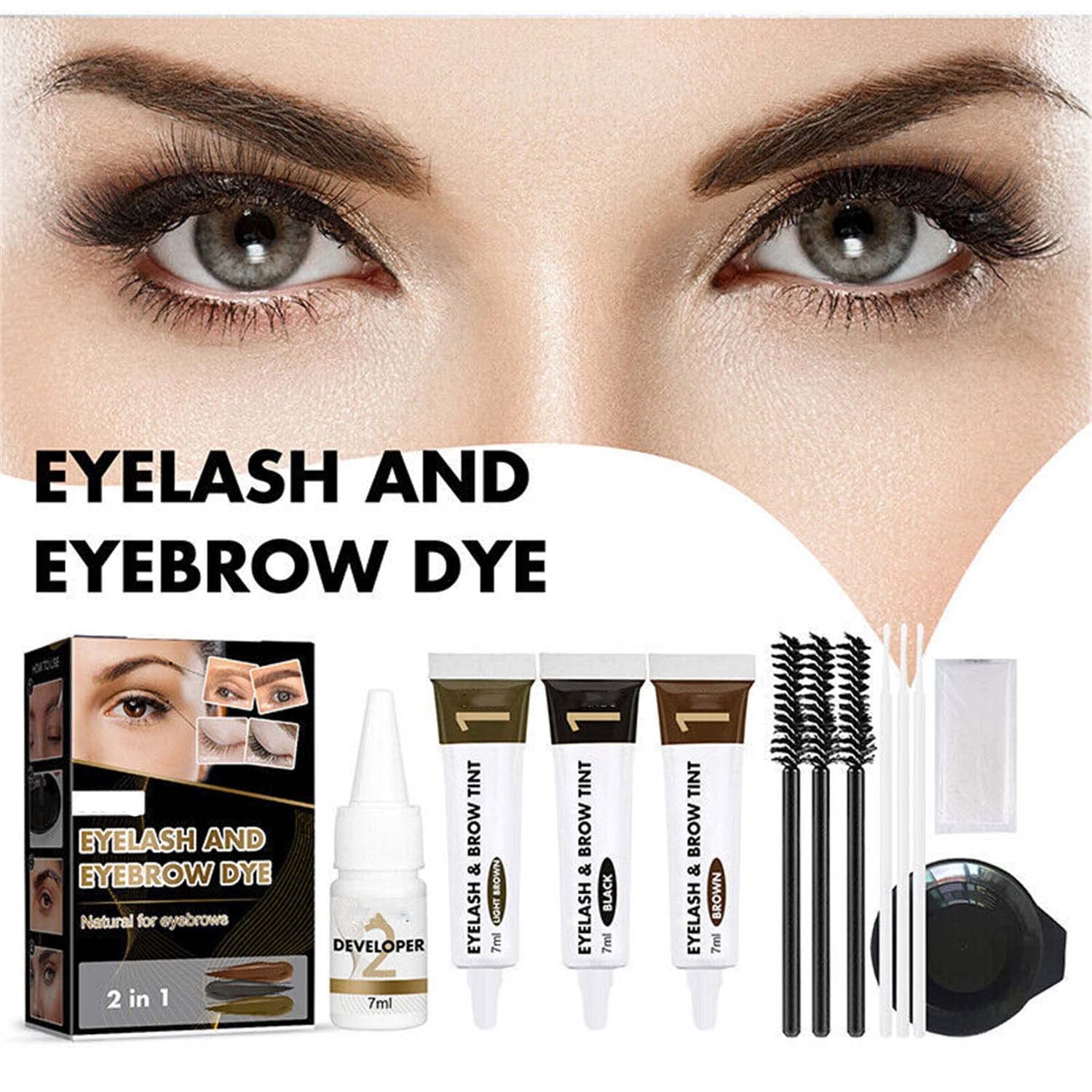 Набір Semi Permanent Eyebrow Tint Kit Eyebrow Eyelashes Tattoo Cream Eyelash and Eyebrow Coloring Kit Black, фото №2