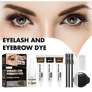 Набір Semi Permanent Eyebrow Tint Kit Eyebrow Eyelashes Tattoo Cream Eyelash and Eyebrow Coloring Kit Black synthetic.ua - Фото 1