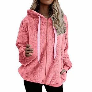 Пальто Yowablo Зимнее Теплое На Флисе С Капюшоном Однотонное - Фото 1