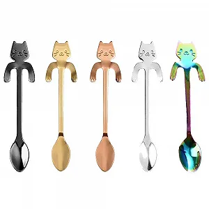 Ложка кавова Кот, набір з 5 штук, нержавіюча сталь, підвісна - Фото 1