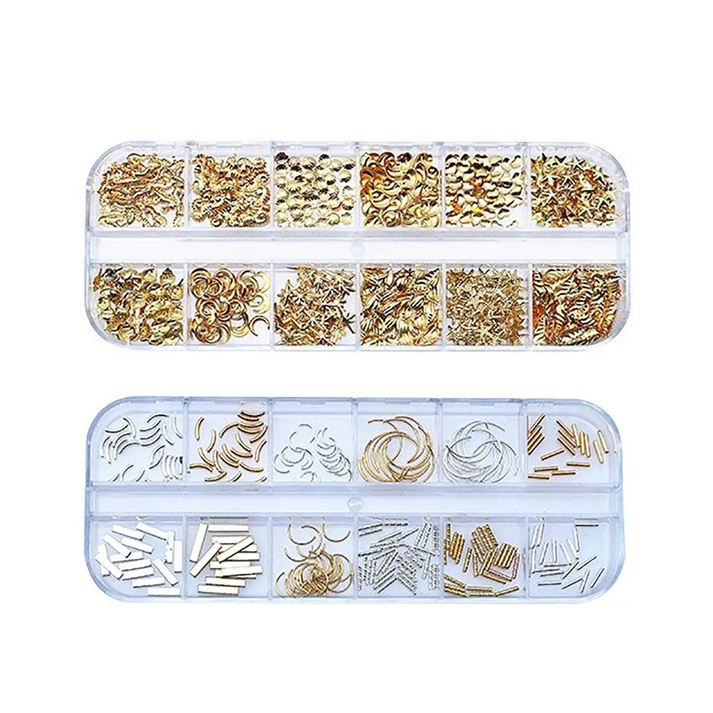 3D Украшения для ногтей Белые Стразы Круглые Сердца Треугольники Металлические Пуговицы для ногтей, фото №1