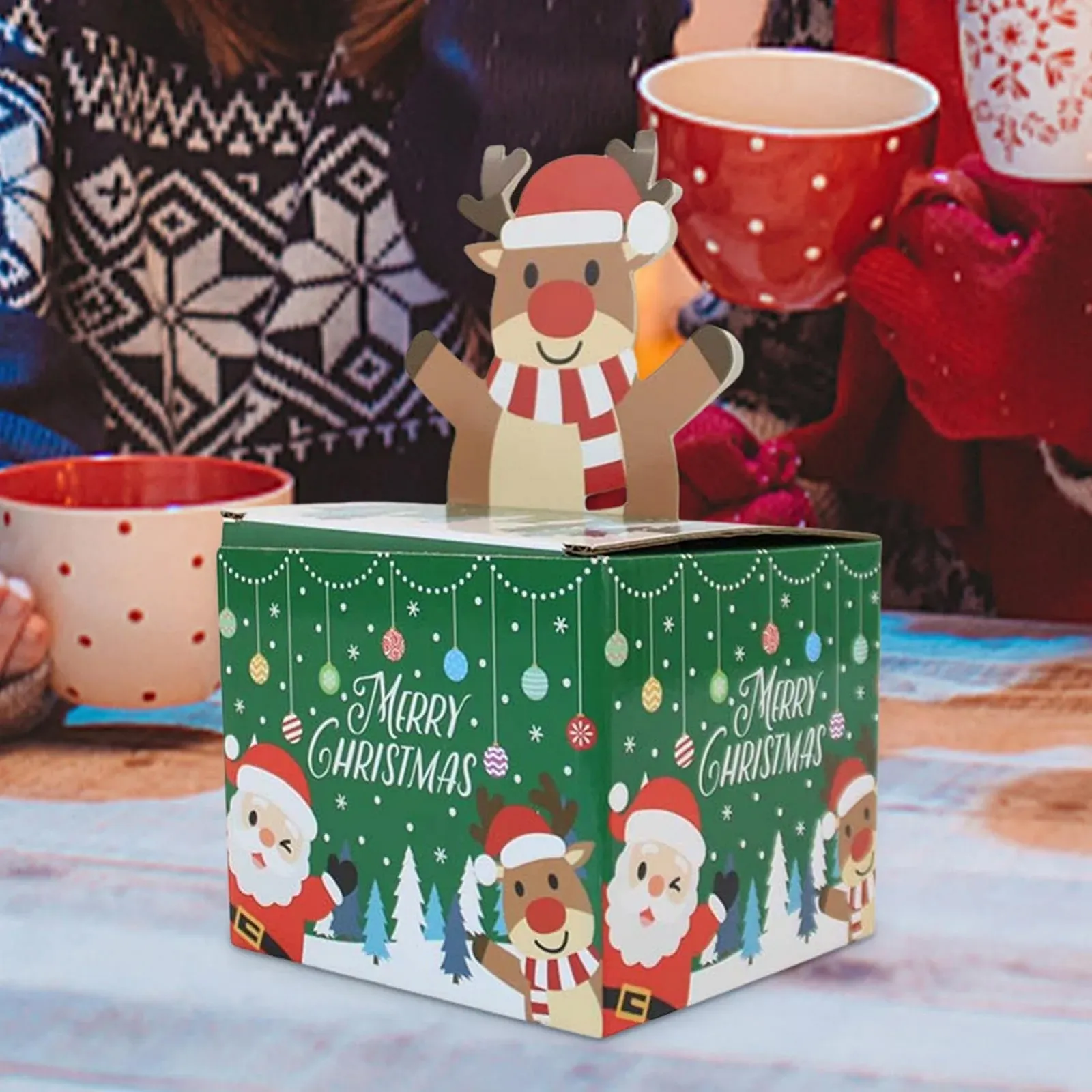 Різдвяна скарбничка-діспенсер Christmas Money Pull Box з 30 прозорими пакетами, фото №3