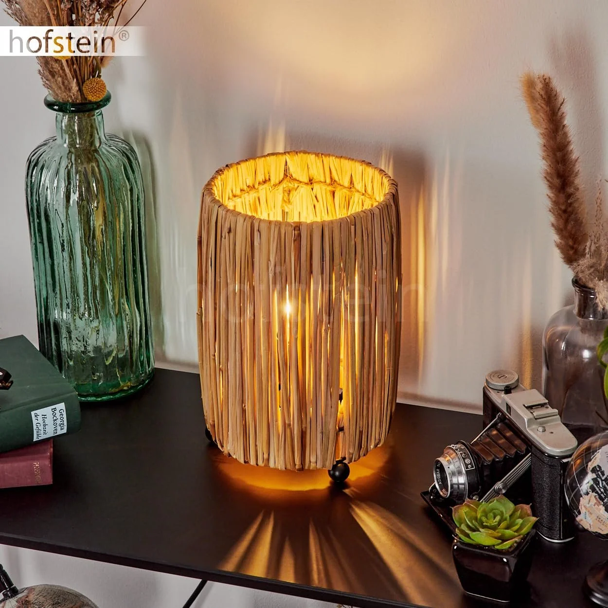 Настільна лампа Cricket Modern Boho Metal/Rattan 1 x E27 Чорний/Натуральний, фото №8