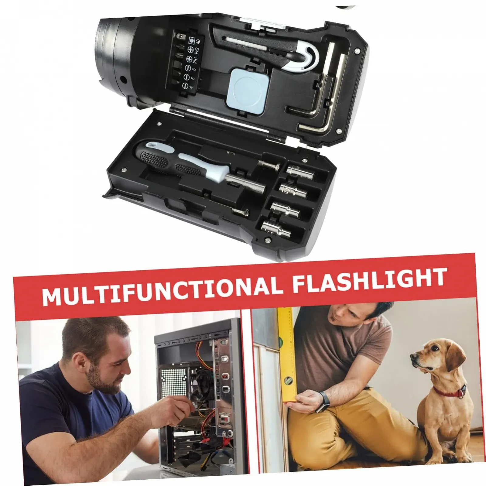 Акумуляторний світлодіодний ліхтарик Gatuidа з набором інструментів для ремонту, багатофункціональна робоча лампа для кемпінгу, надзвичайних ситуацій і домашнього використання, фото №9