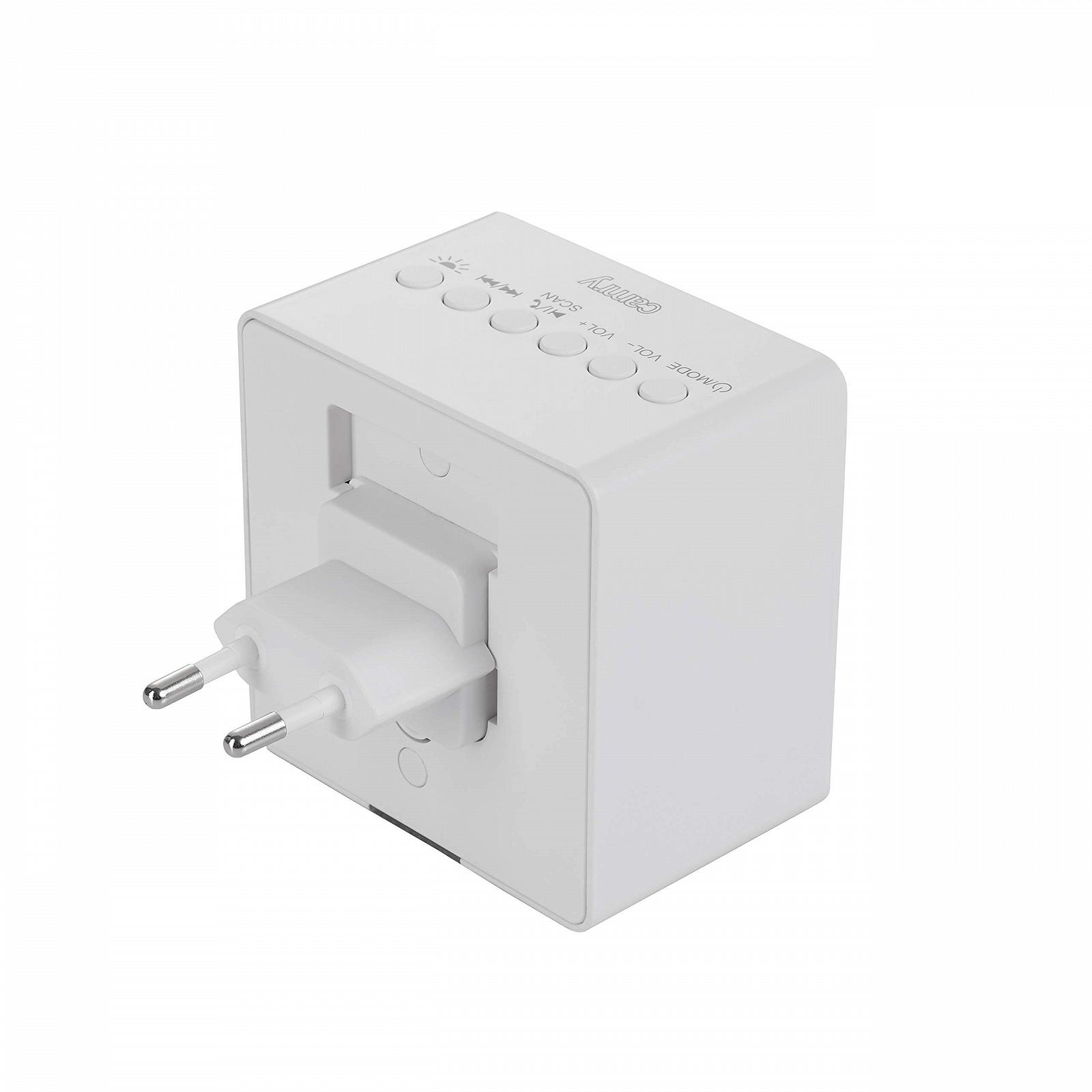 Портативна колонка Радіоприймач CAMRY CR 1165 з вбудованим акумулятором, USB зарядний пристрій, малий Bluetooth динамік з змінною вилкою, FM радіо, LED лампа, портативний, білий, фото №3