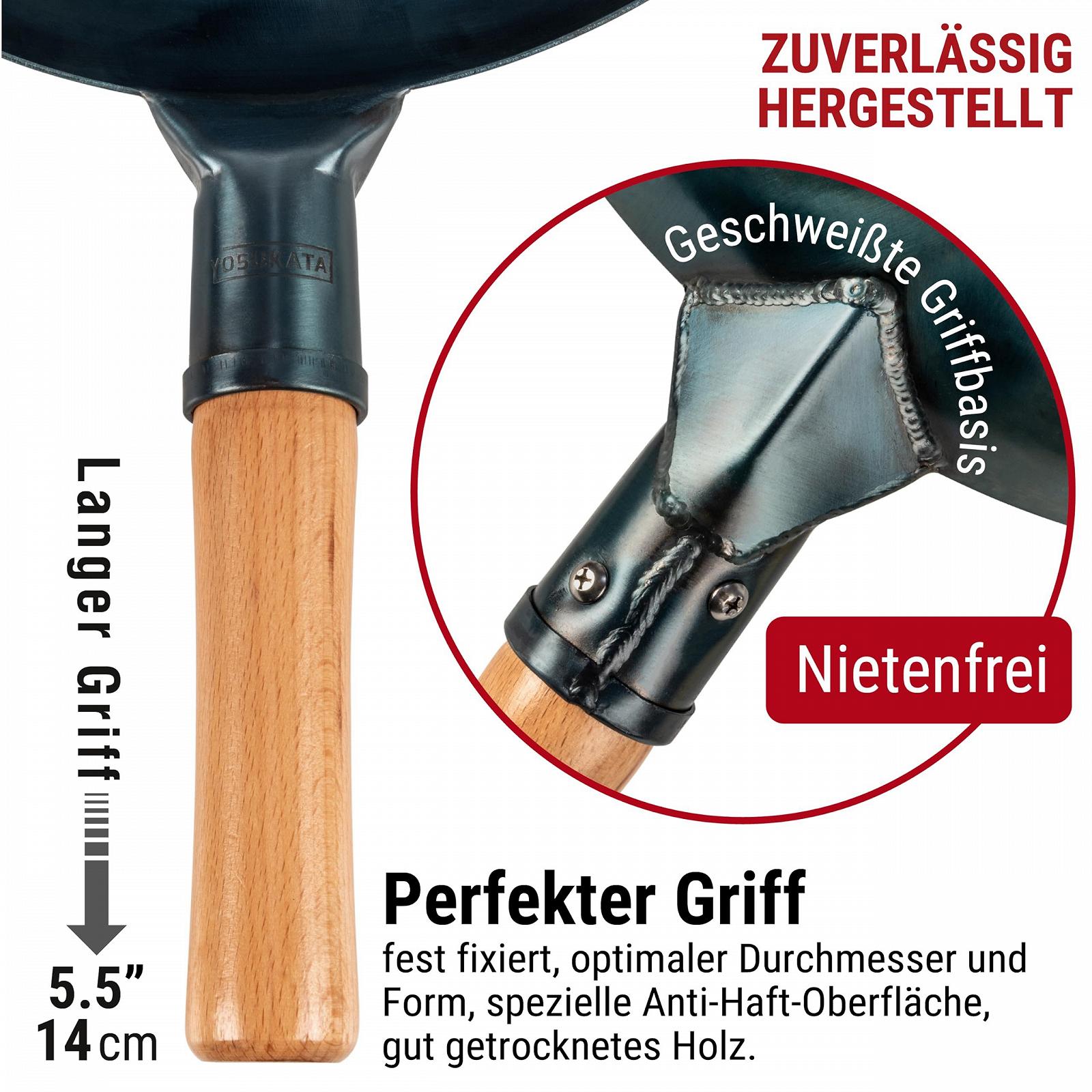 Сковородка YOSUKATA Углеродистая сталь 34 см Из углеродистой стали с плоским дном Для индукционных плит, фото №4 Сковородка YOSUKATA Углеродистая сталь 34 см Из углеродистой стали с плоским дном Для индукционных плит, фото №4