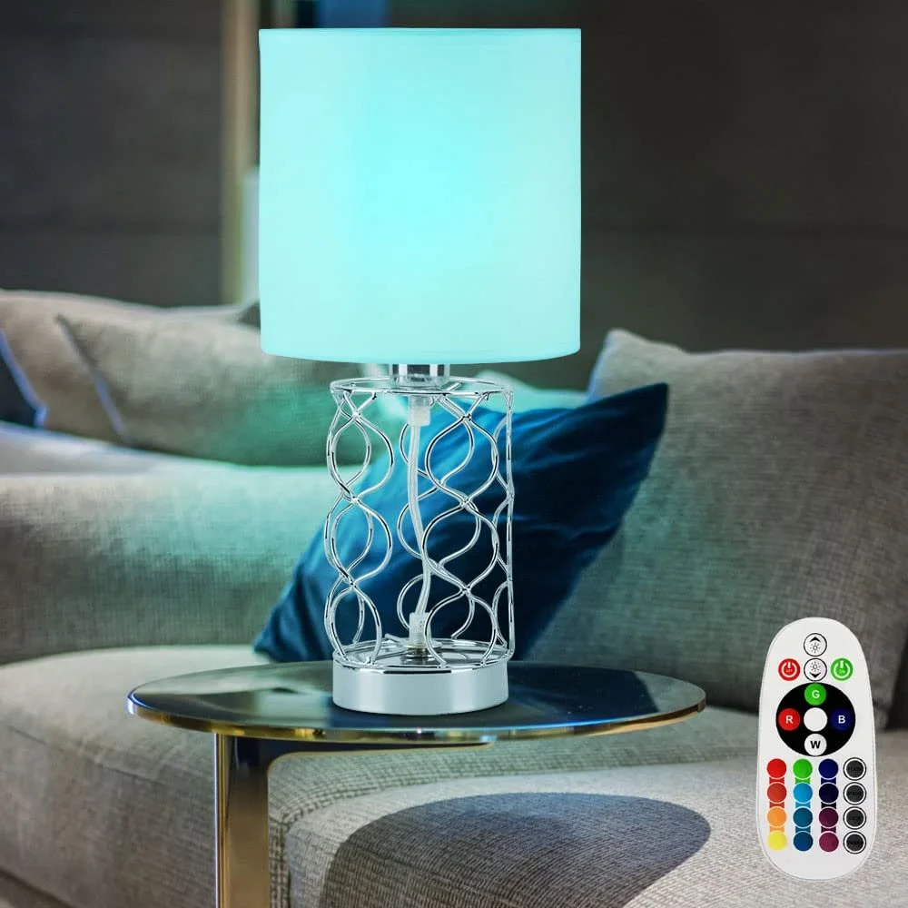 Настільна лампа etc-shop Modern Bedside RGB LED 4,8 Вт 470 лм Сталь Текстиль 18 x 35 см Білий, фото №4