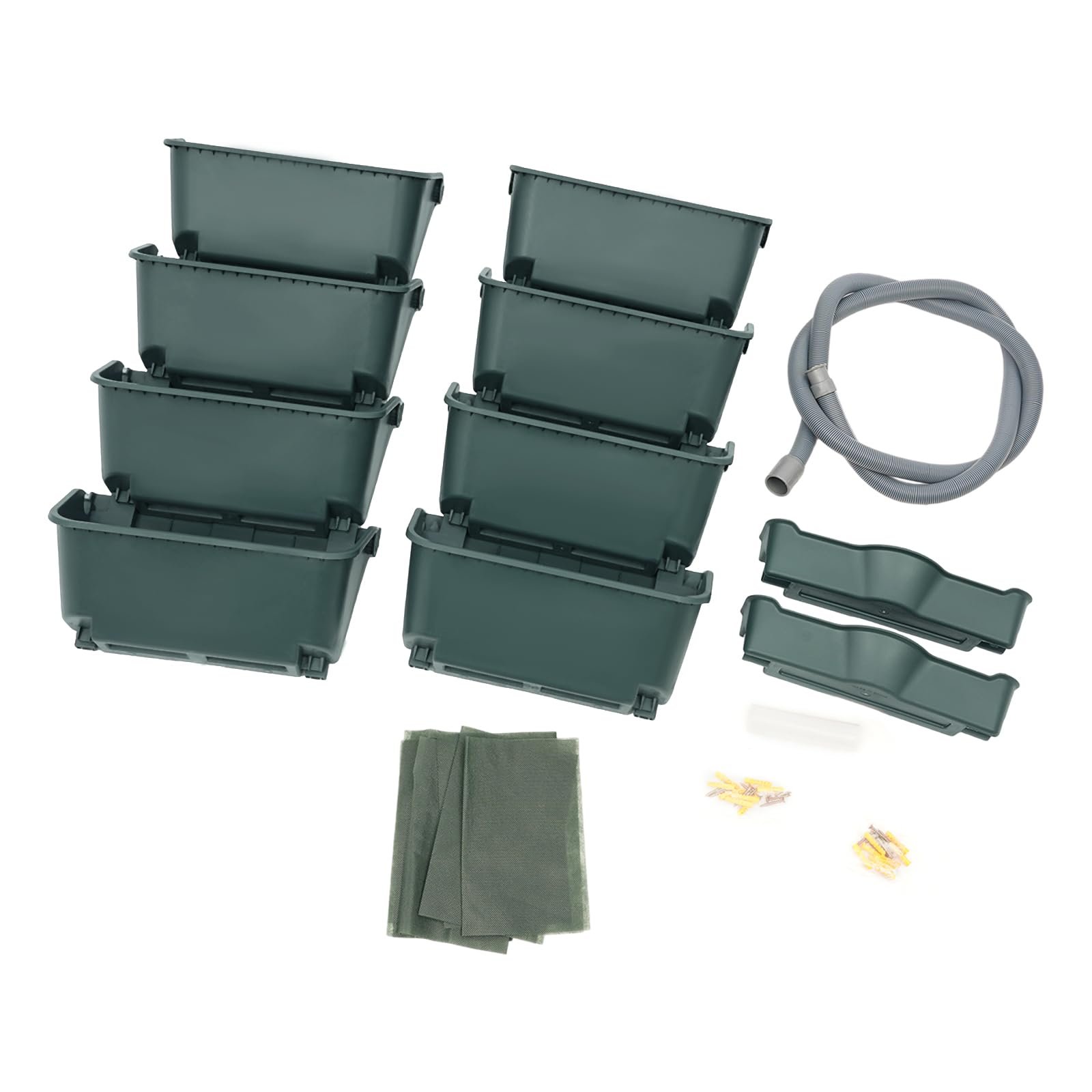 Настінна система для рослин на 8 горщиків з 2 дренажними піддонами та трубкою 2 м Чорний, фото №6 Настінна система для рослин на 8 горщиків з 2 дренажними піддонами та трубкою 2 м Чорний, фото №6