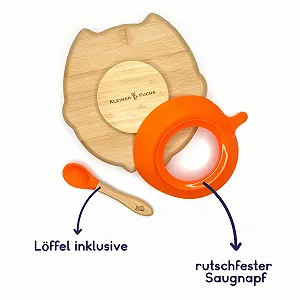 Тарелка Kleiner Fuchs Бамбуковая с присоской Owl Design synthetic.ua - Фото 1